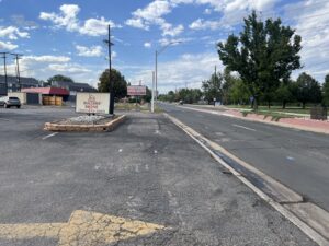 Image of the before conditions on Ralston Road, showing an area adjacent to Ralston Road without a sidewalk.